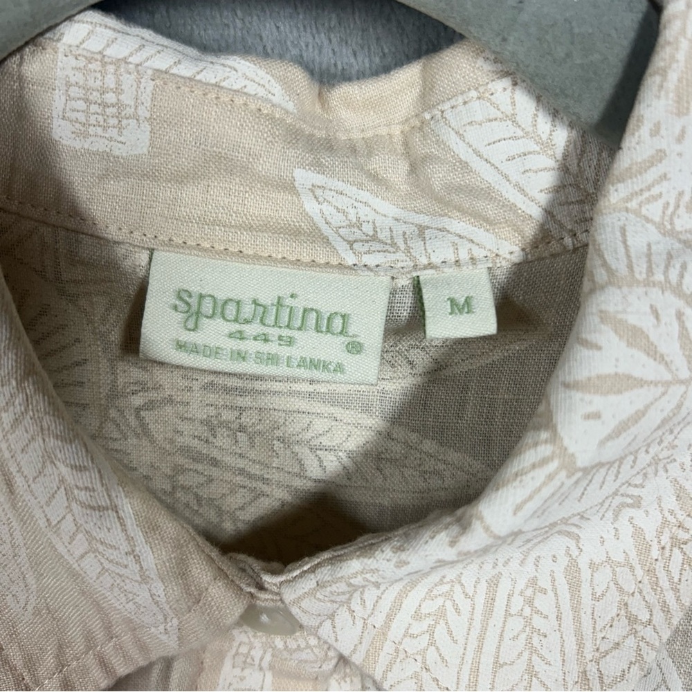 Spartina Kai Linen Shirt & Kade Linen Skirt Callawassie Palmetto Tan Fringe Sz M - Picture 7 of 16